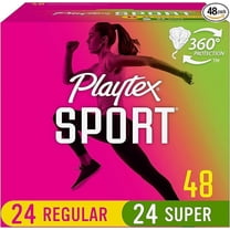 Playtex Sport Multi Pack Plastic Applicator Tampons, 24 Regular And 24 Super Tampons, Fragrance Free, 48 Ea..