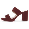 thumbnail image 2 of YDN Women Slip on Double Strap Platform Mules Open Square Toe High Block Heels Casual Dress Work Slide Sandals Size 13 Dark Red, 2 of 5