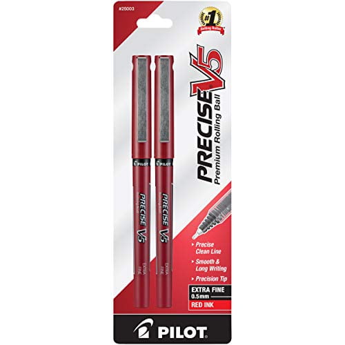 Pilot Precise V5 Rolling Ball Extra Fine, Red, 2pk