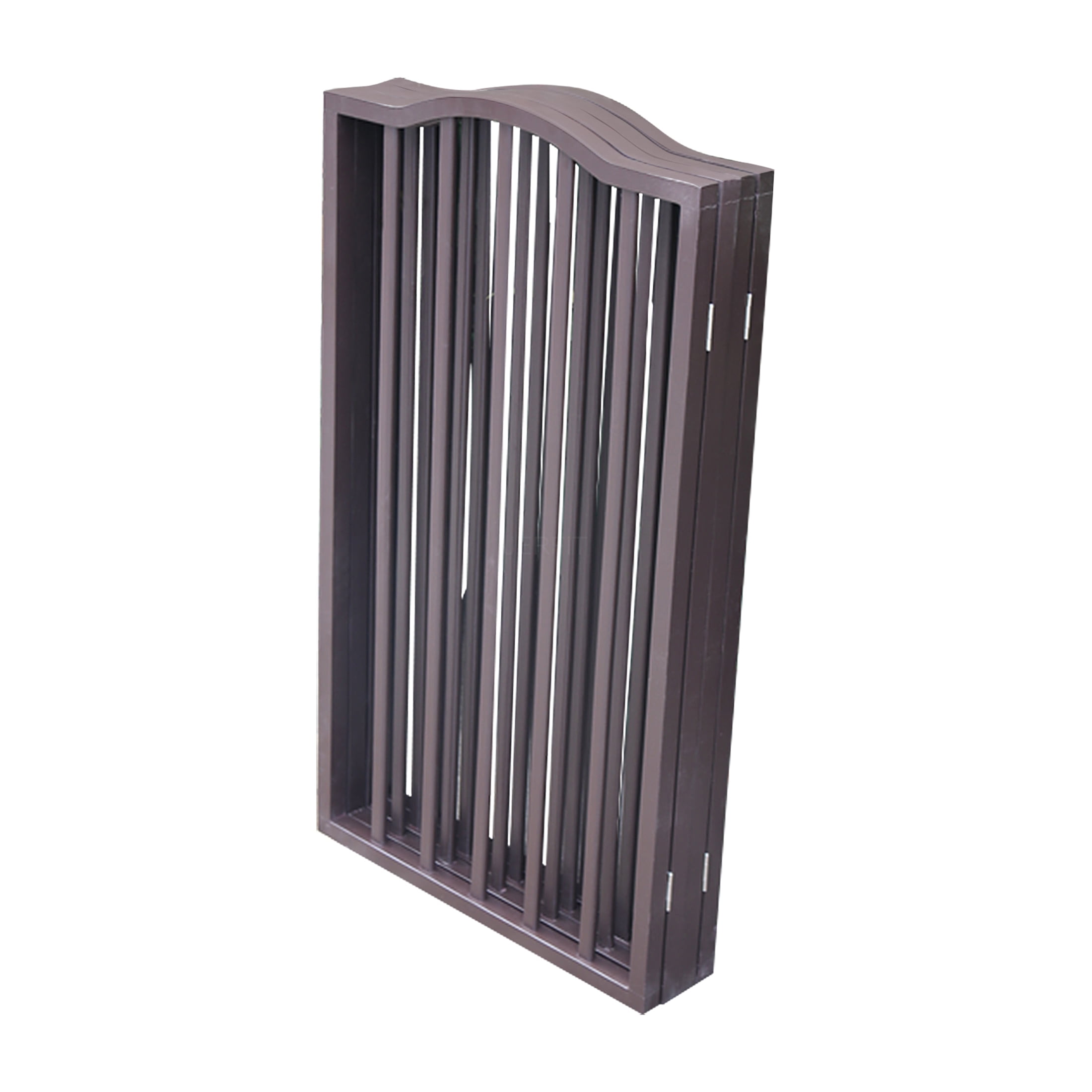 JERFIT Extra Wide Freestanding Pet Gate for Doorways & Stairs, Dark Brown Solid Wood Folding Dog Gate, No Tools Needed Pressure Mount Baby Gate for House