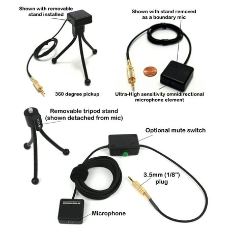 High Professional Series Wall - MS-MTM-1 - Master Series by Sound Professionals - Convertible Ultra High sensitivity Omnidirectional tripod/Boundary microphone - Can be used on tripod or as a Boundary microphone, 10 foot cable