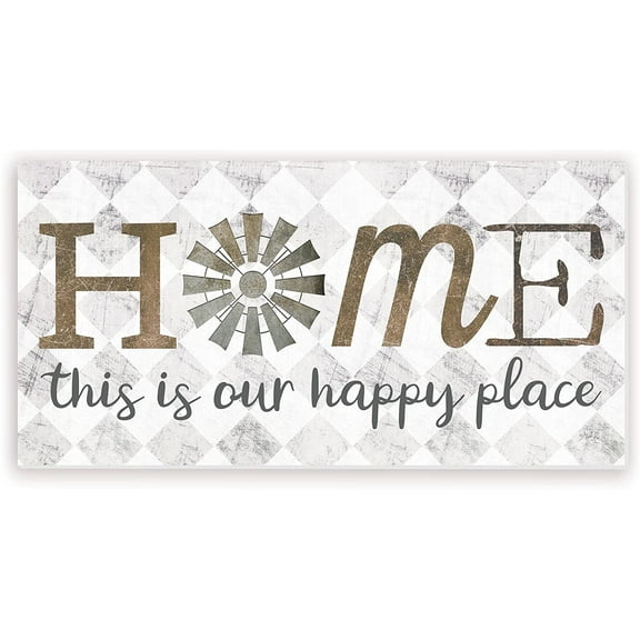 Home This Is Our Happy Place Rustic Wood Farmhouse Wall Sign 9x18 (Unframed)