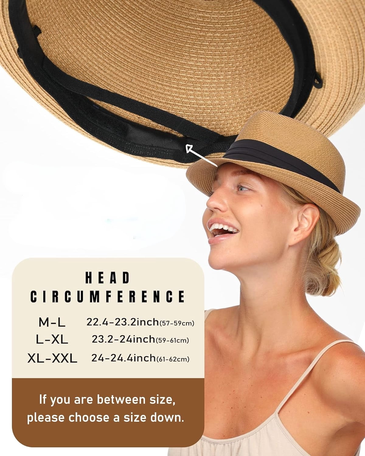 Fedora Straw Sun Hat for Men Women Foldable Roll Up Short  display picture 1