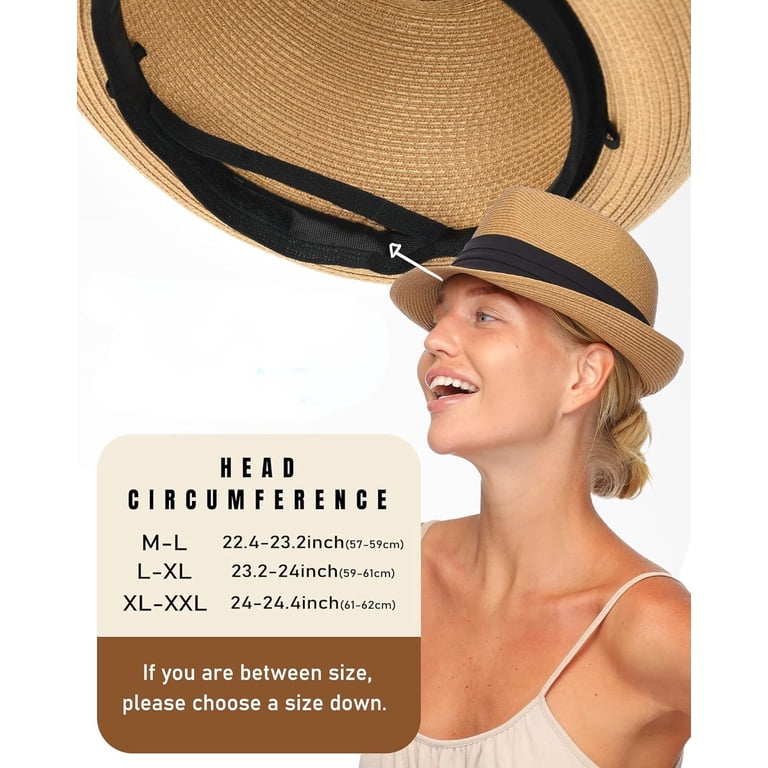 Fedora Straw Sun Hat for Men Women Foldable Roll Up Short  display picture 3