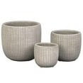thumbnail image 1 of Urban Trends Collection 55601 Cement Round Pot with Etched Square Lattice Design Body & Tapered Bottom, Washed Concrete Finish, Cream - Set of 3, 1 of 1