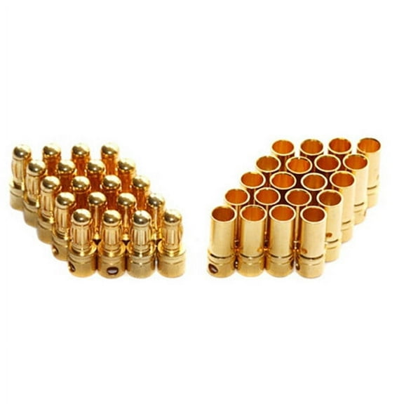 HEMOTON  20 Pairs Gold Plated Banana Plugs 3.5mm Electric Female Golden