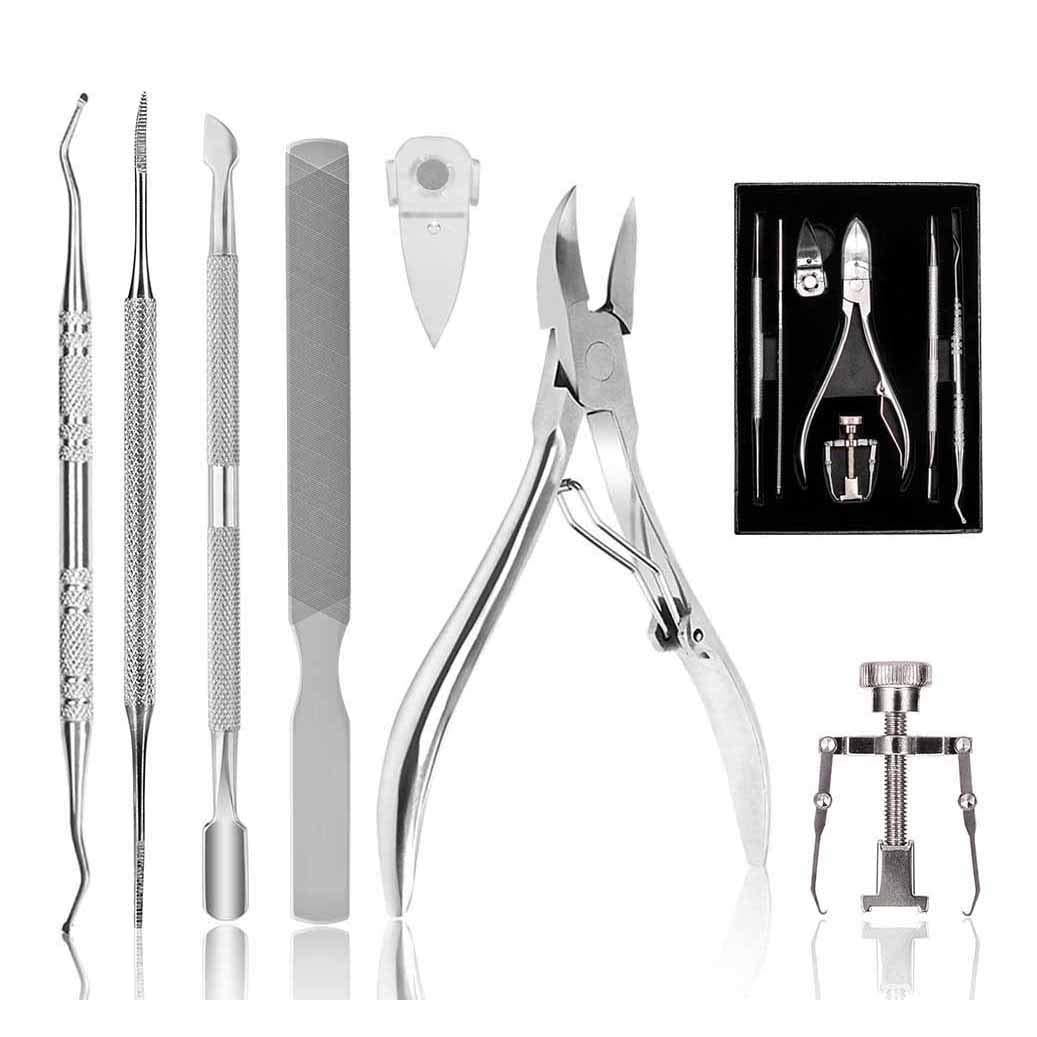 Dualeco Silver Professional Toenail Clipper Set for Ingrown & Thick ...