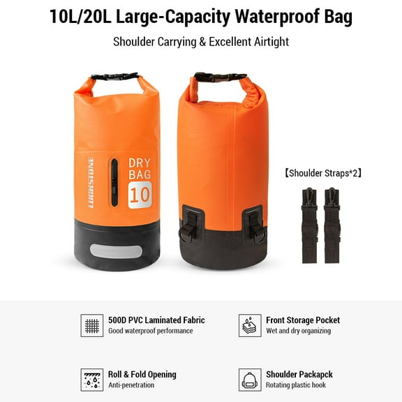 Dry Waterproof Dry Bag 10L/20L Large-Capacity Bucket Bag With Shoulder Straps Lightweight Backpack For Rafting, Swimming, Kayaking, Camping