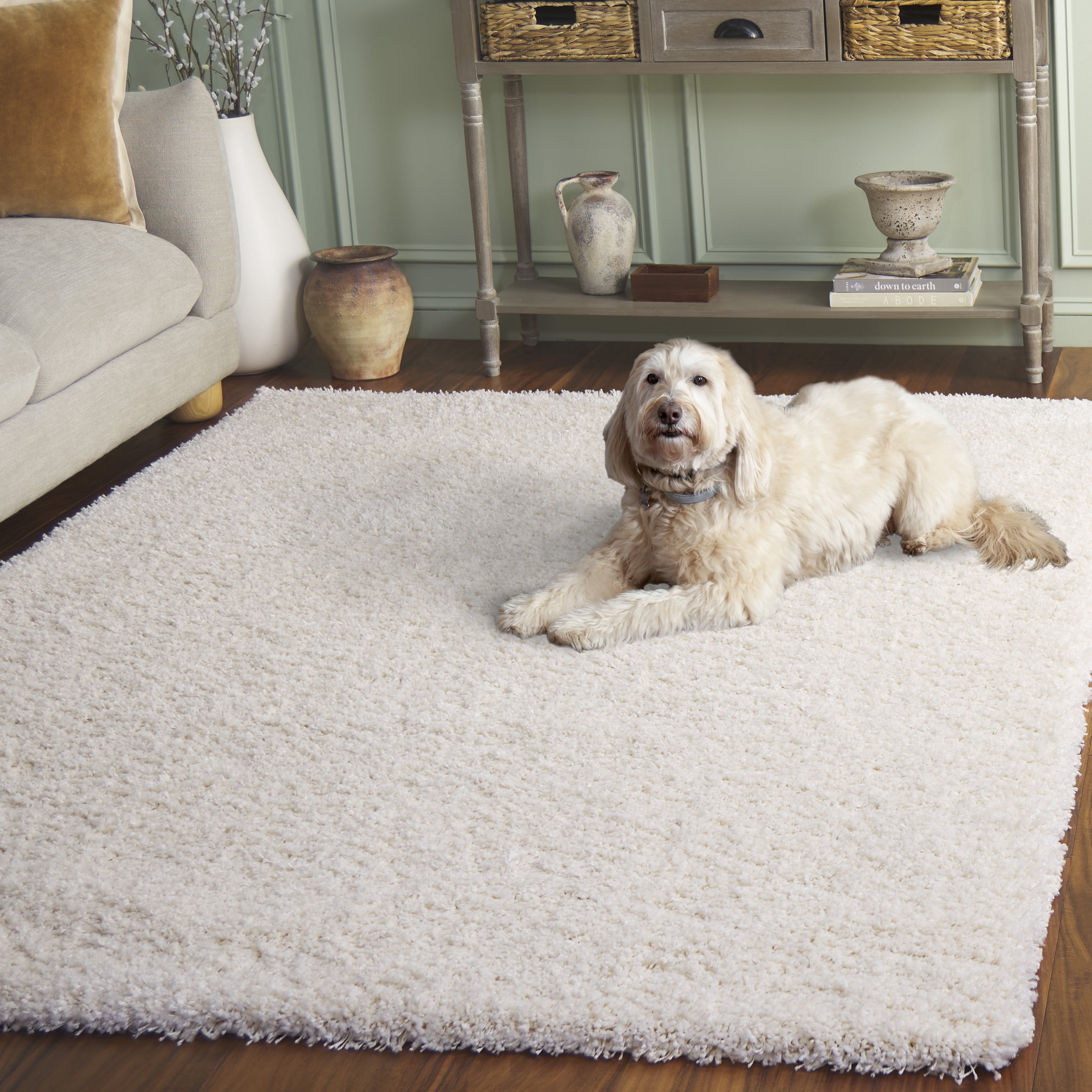 SAFAVIEH California Plush Solid Shag Area Rug, Ivory, 4' x 4' Square - Modern Design, Ivory, Non-Shedding & Easy Cleaning, Ultra Plush Thick Pile, Ideal for Living Room, Bedroom