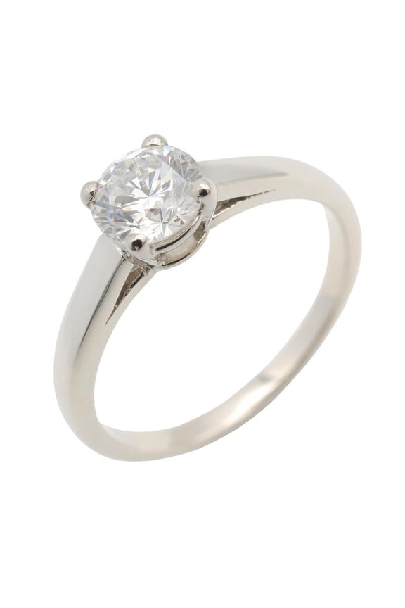 Pre-Owned BVLGARI Griffe Solitaire Diamond Ring - Platinum (Pt950) Women's Clear/Silver Tone