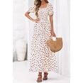 thumbnail image 7 of BTFBM Womens Spring Summer Dresses Square Neck Puff Short Sleeve Smocked Floral Boho Beach Wedding Guest Maxi Dress, 7 of 7