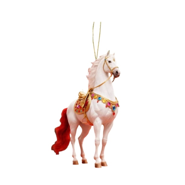 Colgante de caballo 2D acrílico realista, adorno navideño con lazo para colgar, ideal para amantes de la equitación.