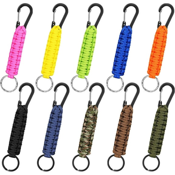 10 Pcs Paracord Keychain Quick Release Keychain Clip Ring Braided Lanyard for Men Women Outdoor Sport