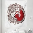 thumbnail image 1 of Virgo Tapestry, Vibrant Color Abstract Image Zodiac Sign Long Haired Girl with of Virgo, Fabric Wall Hanging Decor for Bedroom Living Room Dorm, 5 Sizes, Ruby Brown White, by Ambesonne, 1 of 1