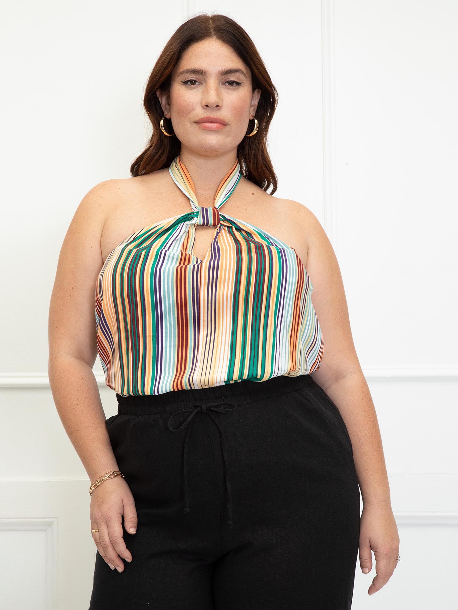 ELOQUII Elements Women's Plus Size Printed Halter Top