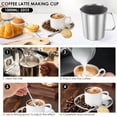 thumbnail image 5 of Grusce 1000ML Measuring Jug with Spoon, 32 Ounces (1.0 Liter, 4 Cup) Wide Mouth Milk Frothing Pitcher, 304 Stainless Steel with Measurement Marking and Handle, Coffee Machine Accessory, 5 of 11
