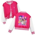 thumbnail image 1 of Moonsky Cantante P0p Den-en de béisbol cortos para niños y niñas a de chicos coreanos HUNTR/X Saja Chaqueta bomber con para niños Chaqueta Abrigo de béisbol de manga larga Rosa intenso 110, 1 of 2