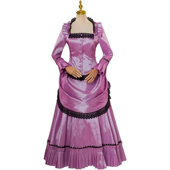 Women's Purple Steampunk Victorian Gothic Bustle Dress Edwardian Inspired Elegant Gown