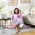 thumbnail image 4 of Wearable Blanket,Pink Butterfly Flower Pattern Hooded Wearable Flannel Blanket for Adults & Teens,Winter Poncho Shawl Wrap Cape Cozy Anti-Pill,60"x80", 4 of 5