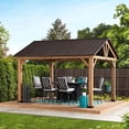 thumbnail image 3 of Sunjoy Gale 11 x 13 ft. Outdoor Patio Premium Cedar Wood Frame Gazebo with Brown Steel Gable Hardtop Roof, 3 of 15
