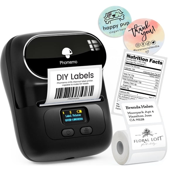 Thermal Label Maker Phomemo M110 Bluetooth w/ 100 Labels