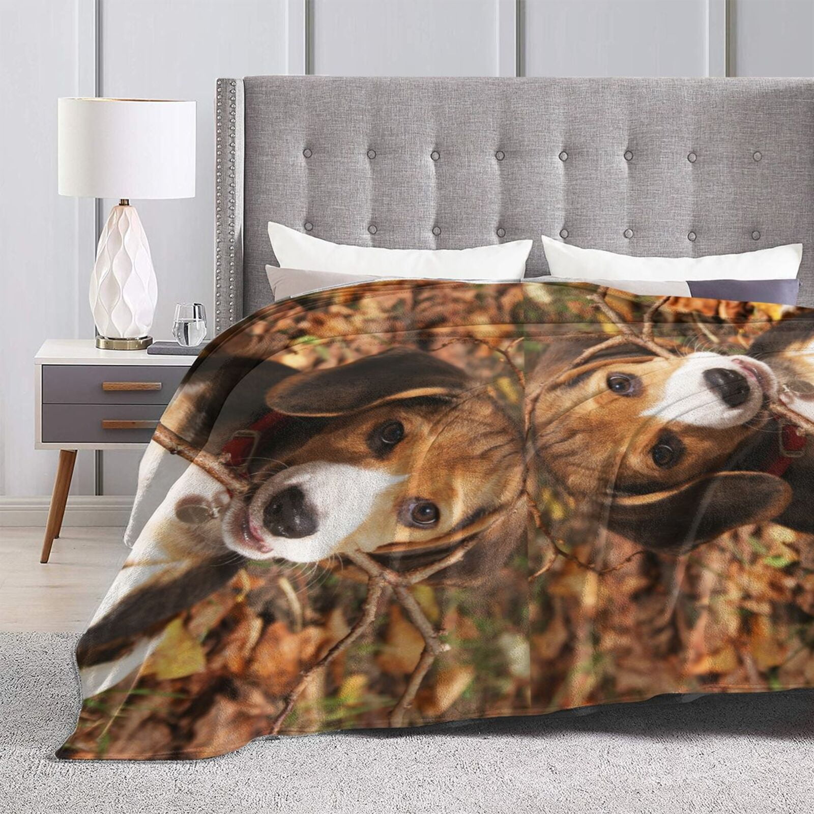 Wijzvio Cute Beagle Dog Throw Blanket Soft Fuzzy Fleece Blanket For Couch Bed Living Room Decoration 50"X40"