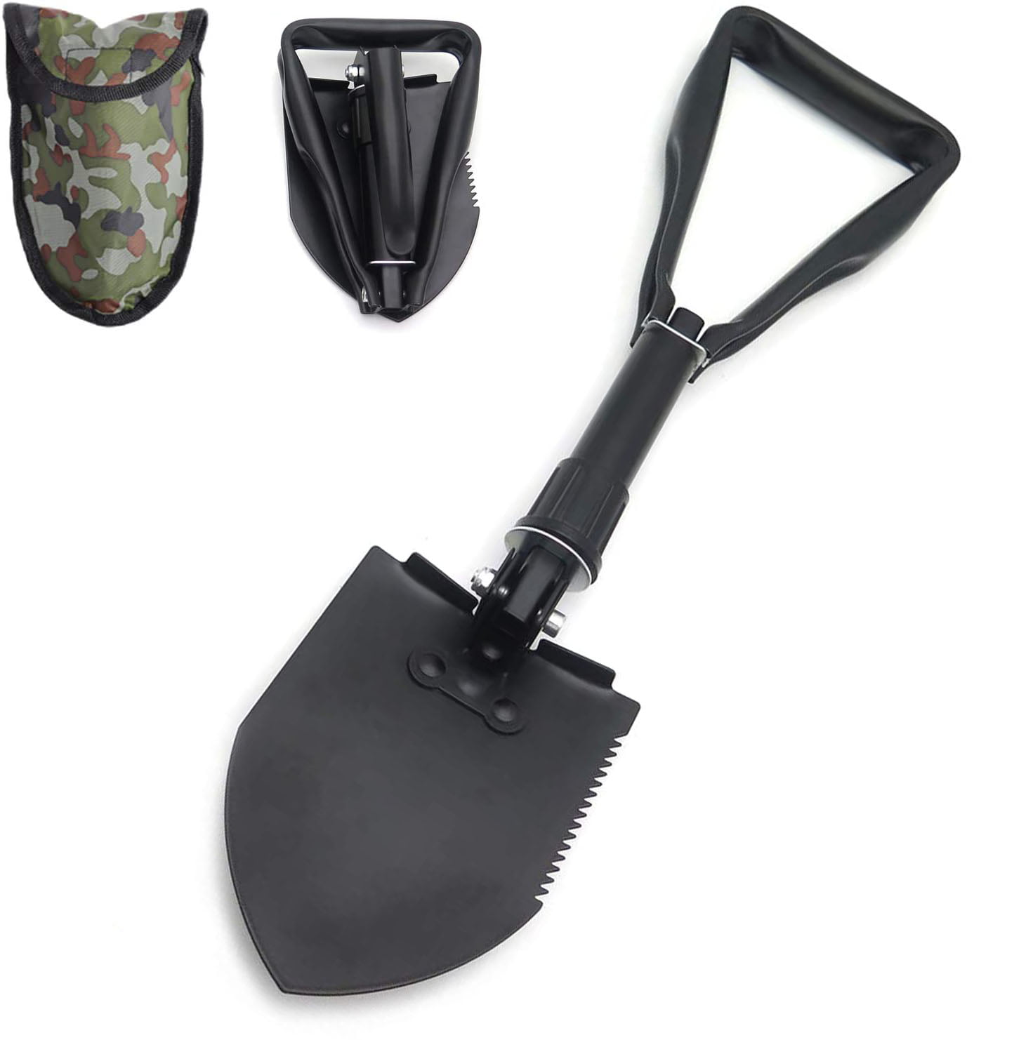 New Mini Camping Folding Shovel Spade Metal Pick Axe Emergency Entrenching Tool 