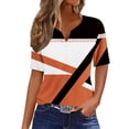 thumbnail image 1 of KIHOUT Nouveaux Hauts de Mode d'Été pour Femmes 2024, Blouse à Manches Courtes Imprimée Mode pour Dames Col Rond Hauts Décontractés Orange 3TG, 1 of 4