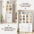 thumbnail image 3 of IDEALSOUL 71" Tall Bookcase with Doors and LED Lights, White Wooden Bookcase with Charging Station, Freestanding Display Cabinet with Large Storage Space for Living Room, Office, Bedroom, 3 of 11
