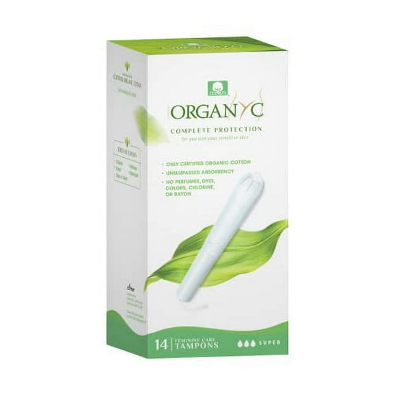 Organyc 100% Certified Organic Cotton Tampons - Cardboard Applicator, Free from Chlorine, Perfumes, Rayon, and Chemicals - Super, 14 Count