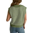 thumbnail image 3 of Sleeveless Striped Print Turn-Down Collar V-Neck Casual Knit Vest Tops, 3 of 3