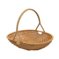 thumbnail image 4 of Cesta de almacenamiento de ratán sintético, cesta de picnic, organizador de almacenamiento portátil multifuncional, tejida a mano para refrigerios, M, 4 of 8