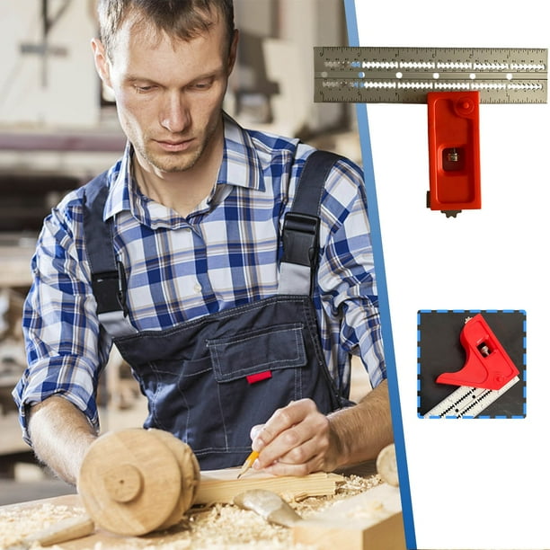 Xihbxyly Regla de Carpintería Multifuncional, Herramienta de Medición Multiángulo, Regla de Construcción Precisa, Diseño Ergonómico, Duradera y Precisa, Ideal para Carpintería, Procesamiento de Metal