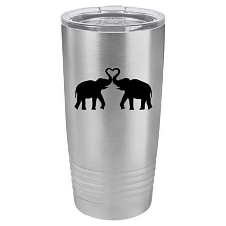 

Tumbler Stainless Steel Vacuum Insulated Travel Mug Elephants Making Heart (Stainless Steel 20 oz)