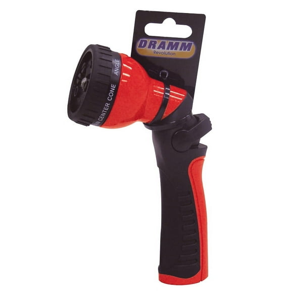 Dramm One Touch Revolution 9 Pattern Spray Gun with Thumb Control Water Flow, Perfect for Water Restricted Areas When Watering Plants, Pots, Baskets, Vegetables, Red