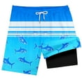 thumbnail image 2 of SGMVNU Boys Swim Trunks with Compression Liner Boys Swimsuits 4-16 Boy Tropical Print Bathing Suit Beach Swimsuit Tween Kids Swim Shorts, Size 14-16 Years,Sky Blue, 2 of 3