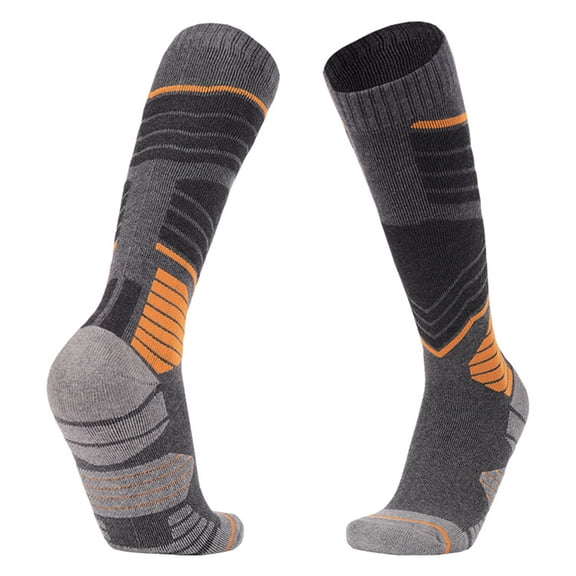 Winter Thermal Ski Socks High Tube Stockings Hiking Socks For Men Sport Supplies (Dark Grey XL)