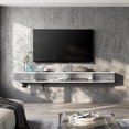 thumbnail image 2 of Wampat Floating TV Stand WMT-W15U2186W Modern with LED Light and Storage Shelf for TVs up to 75", 2 of 9