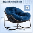 thumbnail image 2 of HONEY HOME Outdoor Papasan Rocking Chair, Oversized Indoor Rocking Chair with Cushion, Rattan Wicker Egg Chairs with Steel Frame, Porch Rocker Chairs Furniture for Garden Lawn Bedroom Living Room, 2 of 7