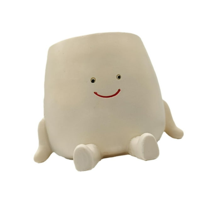 Organizador de decoración de macetas con forma de maceta, figura de resina con cara sonriente Estilo A