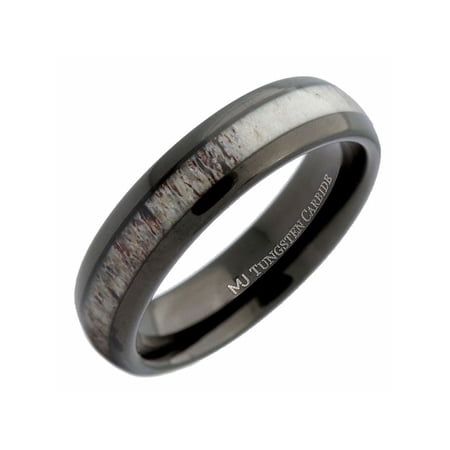 Metals Jewelry Unisex 6mm Wedding Band Deer Antler Inlay Black Tungsten Carbide Ring Size 12.5 Metals Jewelry Unisex 6mm Wedding Band Deer Antler Inlay Black Tungsten Carbide Ring Size 12.5
