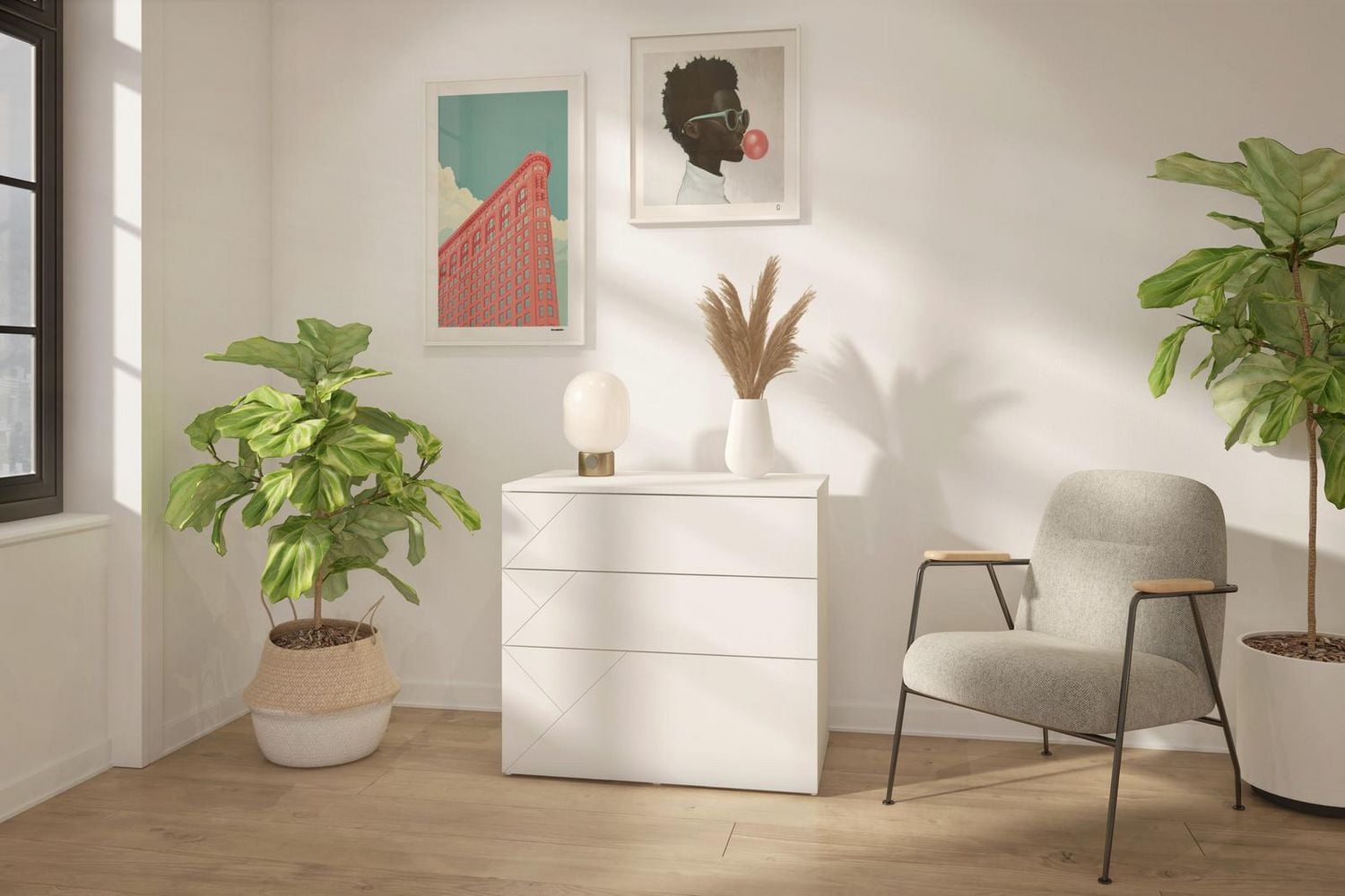 Nexera Atypik 3-Drawer Storage and Filing Cabinet