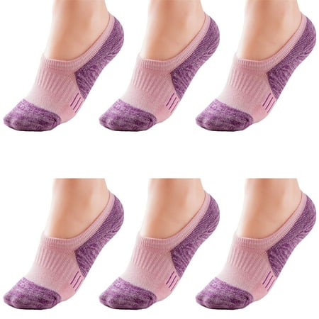 

6 Pairs Womens No Show Socks Running Socks Cushioned Athletic Ankle Socks(L(39-42cm) Violet)