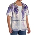 thumbnail image 4 of Cauagu Lavender Blooms Window Men's Short Sleeve Button Down Hawaiian Shirt for Men Bowling Shirts Casual Summer Beach Shirt,X-Large, 4 of 6