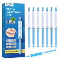 JTF 8-Pack Teeth Whitening Gel Refills Kit, 7 Whitening Gels Containing 35% Carbamide Peroxide and 1 Remineralizing Gel for Stain Removal, Enamel Safe and No Sensitivity, Mint Flavor