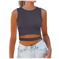 thumbnail image 1 of Toimothcn Womens Tank Tops Summer Solid Color Crop Tops Sleeveless Racerback Crew Neck Stretchy Tank Top Comfy Women's Dailywear, 1 of 8