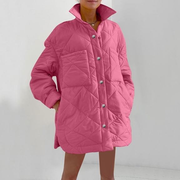 YUNAFFT Warm Lightweight Quilted Long Sleeve Parka with Stand Collar for Women