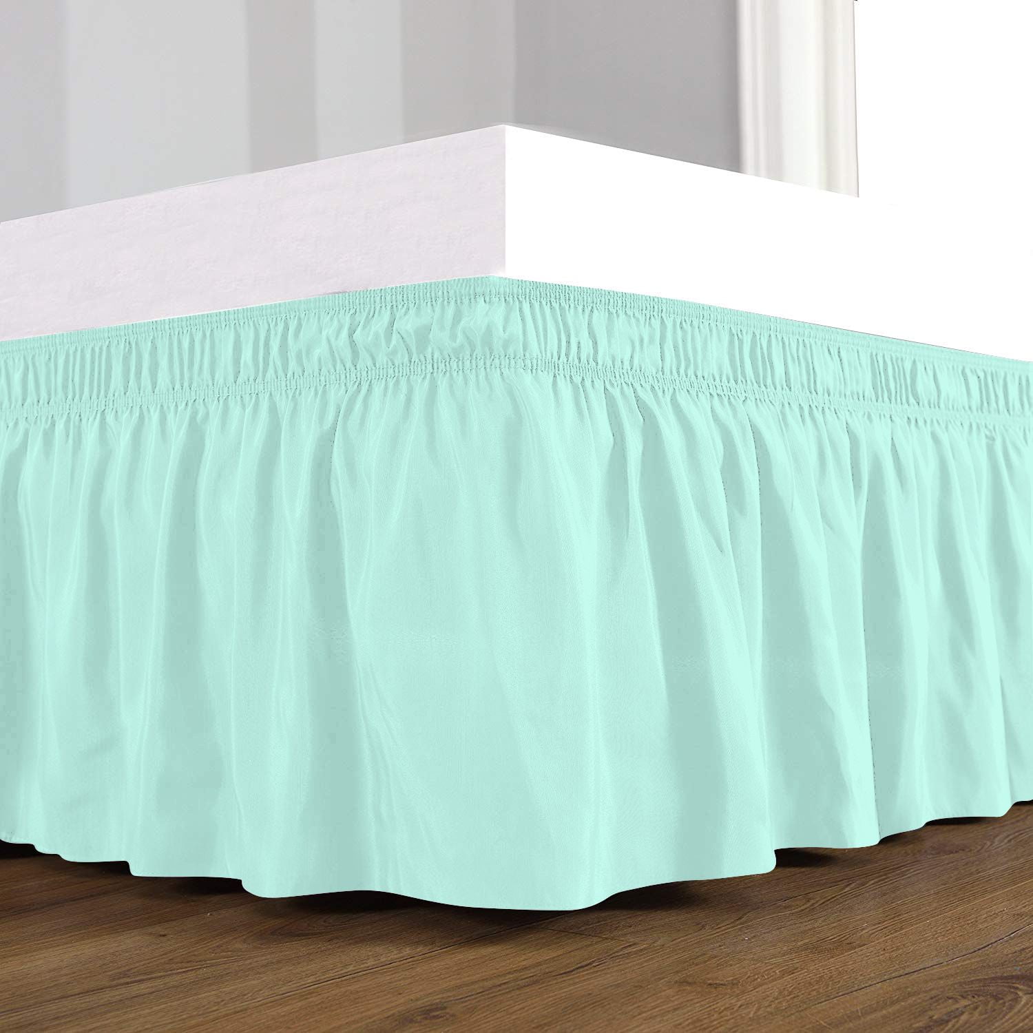 D.N.G. BEDDINGS 1 Piece Wrap Around Bed Skirt, 8 Inch Deep Pocket, 800 Thread Cotton 100% Egyptian Cotton, California King Size (72" x 84") Inch, Solid Aqua Blue