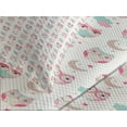 thumbnail image 4 of Ambesonne Cartoon Quilted Bedspread Set 3 Pcs, Night Time Owls Moon Fun, Queen Size, Seafoam Pink and Tan, 4 of 5