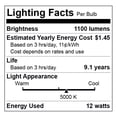 thumbnail image 4 of Great Value LED Light Bulb, 12W (75W Equivalent) A19 General Purpose Lamp E26 Medium Base, Non-dimmable, Daylight, 4-Pack, 4 of 8